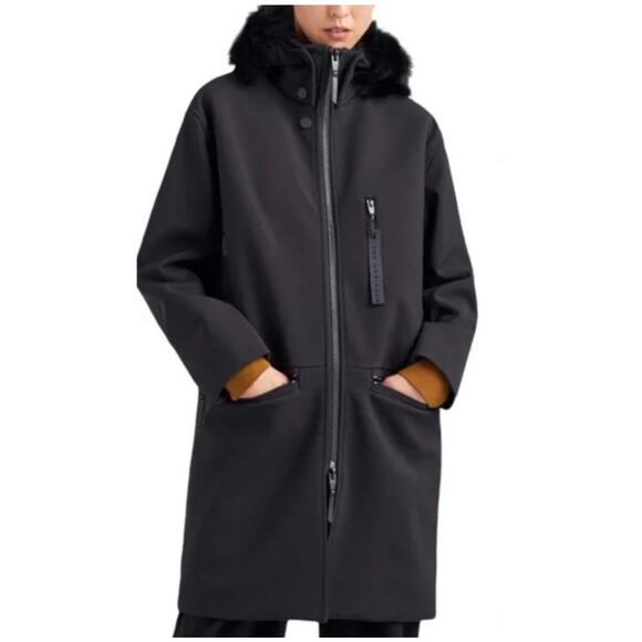 The Arrivals Halstrom Navy Blue Parka Shell Detachable Fur Trim Hood XS - Picture 3 of 5